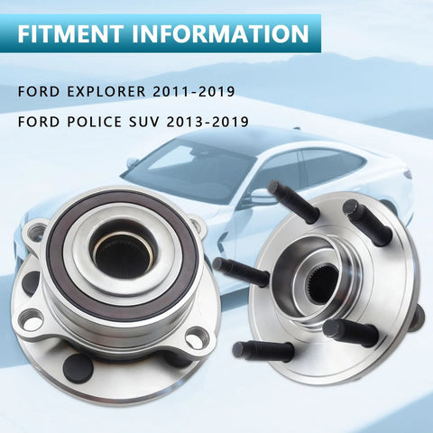 512460 Front and Rear Wheel Hub Bearing Assembly Without ABS For 2011 To 2019 Ford Explorer And 2013 To 2019 Ford Police SUV
