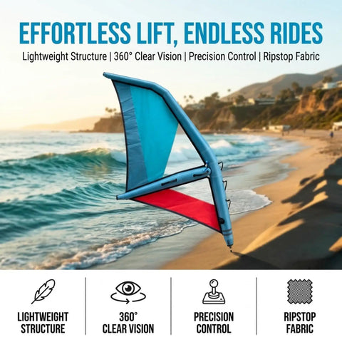 Inflatable Windsurfing Wing Foil Kit For Easy Wind Foiling Handheld Wing Foil Board for surfing 2.2 square meters blue
