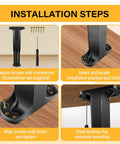 Installation steps for Eight Piece Adjustable Bed Frame Support Legs Twist Base From 7.8 To 14.6 Inches With Mounting Screws.