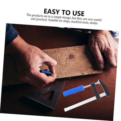 Person using 4 Pack Woodworking Clamps Quick Grip Clips Set For Fast Holding And Fixing on wood board with triangle ruler