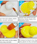 Step-by-step application process of air dry clay varnish sealant with high gloss finish in four stages.