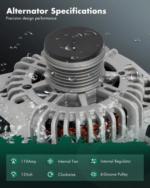 Close-up view of 110 Amp 12 Volt Alternator Replacement For Hyundai Sonata 2.0L 2011 2012 2013 Santa Fe 2.4L 2010 2012 Optima