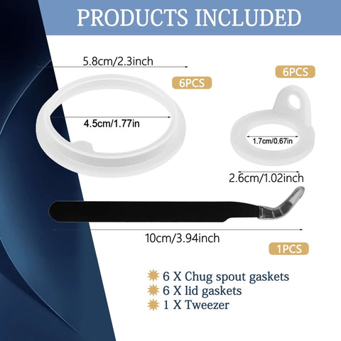 Water Bottle Lid Gasket Replacement Set For Takeya Actives 18oz 22oz 24oz 32oz 40oz 13 Pcs Leak Proof Rubber Seals O Ring Spout Lid Replacement For Hydration On The Go, 6 lid gaskets