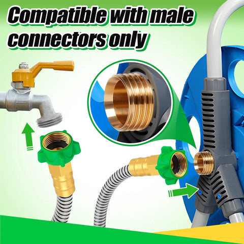 3Ft Short Garden Hose With Double Female Connectors For Quick Hose Reel Setup Workhorse Heavy Duty 304 Stainless Steel Flexible Water Hose For Outdoor Gardening Car Cleaning Pet Bathing And Yard Cleanup, showing compatibility with male connectors