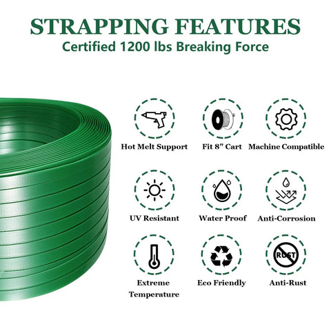 High Grade Pallet Strapping Kit That Slaps Includes 5 8 Inch 1000 Ft PET Strap Roll with features like UV resistance and anti-corrosion.