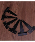 Heavy Duty Black Flat T Hinge Set for Barn Doors, Garden Gates, Wooden Boxes, Cabinets, Fences, 12 Pack, Corrosion Resistant
