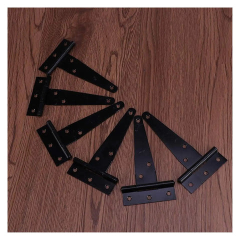 Heavy Duty Black Flat T Hinge Set for Barn Doors, Garden Gates, Wooden Boxes, Cabinets, Fences, 12 Pack, Corrosion Resistant