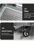 Built Tough Commercial Fryer Oil Filter Machine With Five Layer Stainless Steel Cartridge And Quick Automatic Return Flow For Real Restaurant Hustle Straight Up 10 Gallon Size filter details and swivel caster
