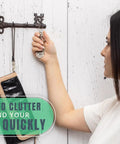 Brown Cast Iron Skeleton Key Wall Hook With Three Heavy Duty Coat Holders For Classic Farmhouse Vibes And Simple Down Home Entryway Organization Built Rock Solid For Everyday Hanging, showing keys and bag being hung.