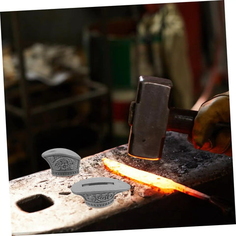 Two Piece Knife Bolsters And Finger Guard Kit for DIY Knife Making with hammer and glowing metal on anvil