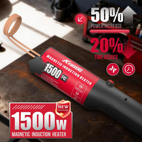 Powerful 1500W Handheld Induction Heater with coiled tip for fast rusty bolt and screw removal on a workbench