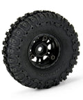 Trencher Front And Rear 1 To 24 Scale RC Tire Set With 2.25 Inch Tall Bead-Loc Black Impulse 4 Wheels, Tough-As-Nails Sidewalls
