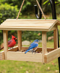 Outdoor Wooden Bird Feeder For Hangin Attracts Cardinals Finches Bluebirds Mealworm Ready Easy Clean With Hemp Rope