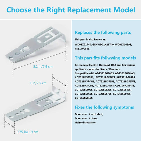 Two Pack Dishwasher Countertop Mounting Brackets Replacement WD01X21740 For GE And Hotpoint Dishwashers, Replaces WD01X10598 And PS11700868, Durable Fit, Easy Install, Universal Compatibility, Ideal OEM Style Support
