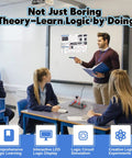 Teacher demonstrating DIY Logic Gate Soldering Kit For Beginners With Interactive LED Simulation to students in a classroom.