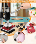 Multi Function Leather Hole Puncher Hand Press Tool for DIY crafting leather cutting, embossing, rivet and snap button installation.