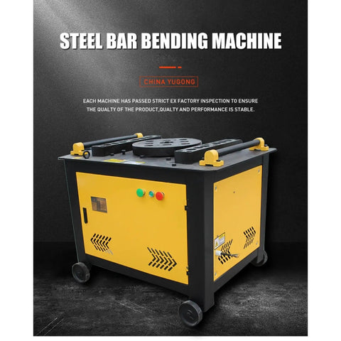 Heavy Duty Portable Rebar Bender For Steel Bar Bending And Metal Fabrication Knucklebuster Design with wheels and control panel.
