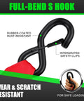 Heavy Duty Self Retracting Ratchet Straps No Sweat One Touch Retraction Quick Release Side Button For Truck Cargo Tie Downs Heavy Load showing full-bend S hook with rubber coating.