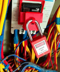 Keyed Different Lockout Tagout Locks Set With 10 Unique Locks And Tags 1 To 10 Each Lock Has Two Keys For Use And Backup installed on panel