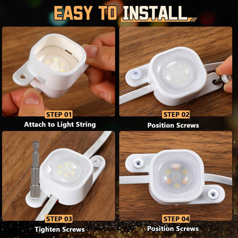 Govee H706 H806 Compatible Outdoor Light Mounting Clips Kit With Screws And Hex Socket White Brackets For Permanent Lights Pro Heavy Duty Mounts Easy Install Includes 125 Clips And Replacement Extras