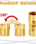 Hidden Brass Hinges Set, 6 Pcs, 8 Mm, 180 Degree Opening, Invisible Furniture Hinges For DIY Jewelry Boxes, Gold Finish