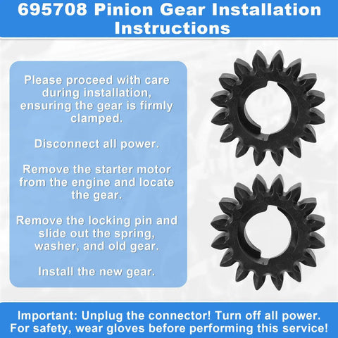 10 Pack Starter Pinion Gear Replacement 16 Tooth Gear Set 280104 693058 693059 PA66 GF30 Installation Instructions