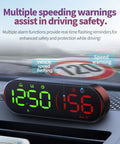 Top Shelf Head Up Display For Rivian R2 2026 Digital Speedometer Projector showing speed warning alerts on a dashboard.