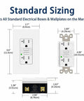 Hella Reliable 100 Pack of 20 Amp GFCI Outlets With LED Indicators UL Listed Weather Resistant Receptacles size comparison image.