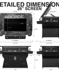 Full Size Commercial Grade Cocktail Arcade Cabinet for Home Game Rooms, 2 Player, 3500 Classic Games detailed dimensions.
