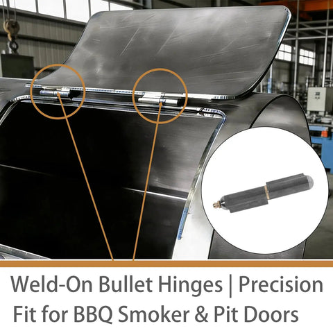 Heavy Duty Weld On Bullet Hinges Six Inch Carbon Steel Barrel Hinge Kit Zinc Coated For Heavy Gates Trailers And Smoking Pits Built Tough With Zero Drill Hassle