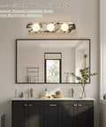 Natural Marble Bathroom Vanity Light, Alabaster 3-Light Wall Sconce mounted above a mirror in a bathroom setting.