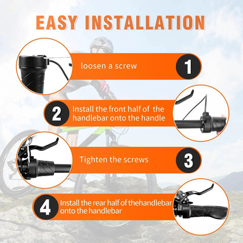 Installation steps for Half Twist Ebike Throttle Right Handle With Waterproof Plug For MTB Conversion Kit, Thumb Throttle Controller For 12V-72V E-Bikes
