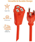 Heavy Duty 50-Foot Indoor Outdoor Extension Cord With 3 Prong Grounded Plug, 13 Amp 125V 1625W Copper Wire, Vinyl Coated, Orange, ETL Certified