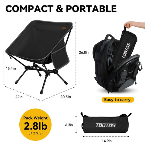Ultralight Camping Chair For Backpacking And Travel, Portable Folding Seat That Supports Up To 330 Lbs, compact and lightweight design