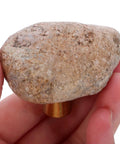 Dope Irregular Pebble Stone Cabinet Handles With Brass Base for Furniture and Home Decor close-up