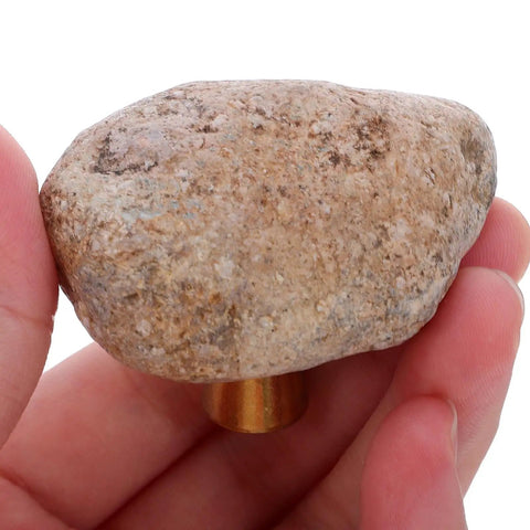 Dope Irregular Pebble Stone Cabinet Handles With Brass Base for Furniture and Home Decor close-up