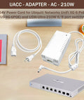 Drop-In 54V 3.9A 210W Power Adapter For UniFi XG 6 PoE Gear, Plug-And-Play Replacement White Power Supply For US-XG-6POE And USW-Ultra-210W 6/8-Port Switches, white adapter with AC cord