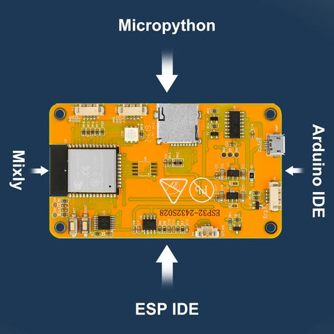 2.8 Inch ESP32 Development Board With WiFi And Bluetooth Dual Core 240MHz shown with IDE compatibility