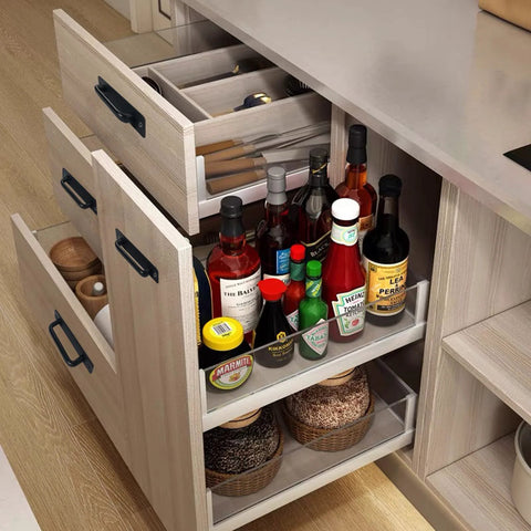 Kitchen cabinet with 10 Pack 8 Inch Matte Black Cabinet Pulls And Drawer Handles Stainless Steel hardware