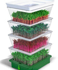 4 Tier Sprouting Kit With Stackable Trays And Drain Spout For Home Sprouts, Grows Fresh Sprouts In 3 To 5 Days, Self Draining And BPA Free Seed Sprouter For Broccoli, Alfalfa, Mung Beans, Lentils, And Clover For Home Cooks And Plant Based Eaters