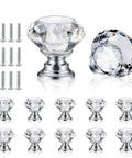 Top Tier Crystal Cabinet Knobs And Drawer Handles With Slick Silver Tone Heavy Duty Aluminum Core Badass 30mm shown with screws for installation.