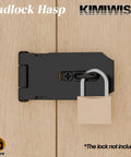 Badass Stainless Steel Hasp Latch Built Different For Heavy Duty Padlock Security On Gates Sheds Barns And Home Doors 3 Inch Matte Black on wooden door.