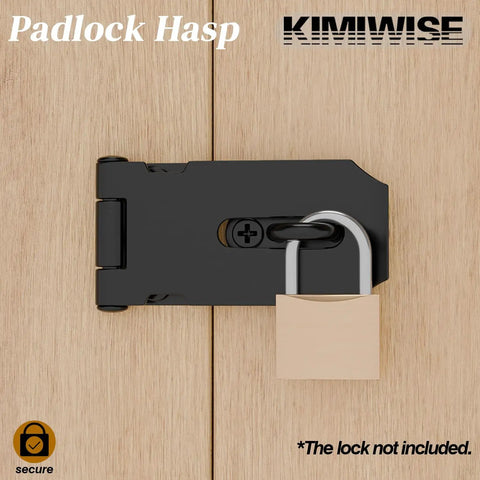 Badass Stainless Steel Hasp Latch Built Different For Heavy Duty Padlock Security On Gates Sheds Barns And Home Doors 3 Inch Matte Black on wooden door.