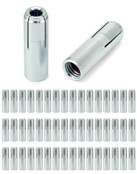 50 Pcs Drop-In Anchors Set 1/2-13 Inner Female Thread Expansion Anchors Zinc Plated For Solid Concrete Durable Indoor Dry Use