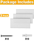 Heavy Duty Metal Pegboard Panels 12 By 24 Inches 3 Pack Grey Wall Mounted Tool Organizer Boards for Garage Workbench Office
