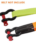 Heavy Duty Half Inch D Ring Bow Shackle With Screw Pin For Rigging And Towing Two Ton Working Load Limit Hot Dip Galvanized Forged Steel Two Pack showing two shackles with colored straps.