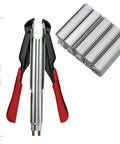 Spring Loaded Hog Ring Pliers Kit With 2500 Hog Rings For Fencing Chicken And Rabbit Cages Pet Enclosures Bag Seals And Car Interior Repairs Quick Install Pro Grade Heavy Duty Stainless Steel Tool Set, showing pliers and rings