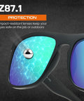Job Site Tough Z87.1 Safety Sunglasses For Men Featuring Polarized Lenses And UV400 Shielding with impact-resistant lenses.
