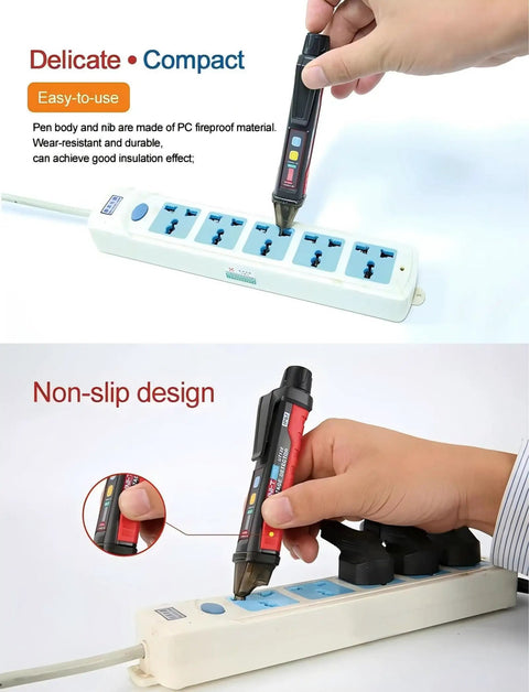 UT12E Non Contact AC Voltage Detector Pencil, Detects 24V to 1000V with Vibration, Audible Beep and Light Alarm, Ideal for outlet testing