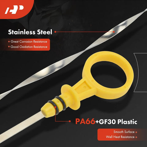 Engine Oil Dipstick For Chevrolet Silverado 1500 Sierra 1500 GMC Tahoe Suburban Yukon XL Cadillac Escalade ESV 23.82 Inch Engine Measuring Rod Dip Stick For Accurate Oil Level Readings In Large GM SUVs And Trucks, stainless steel with yellow handle